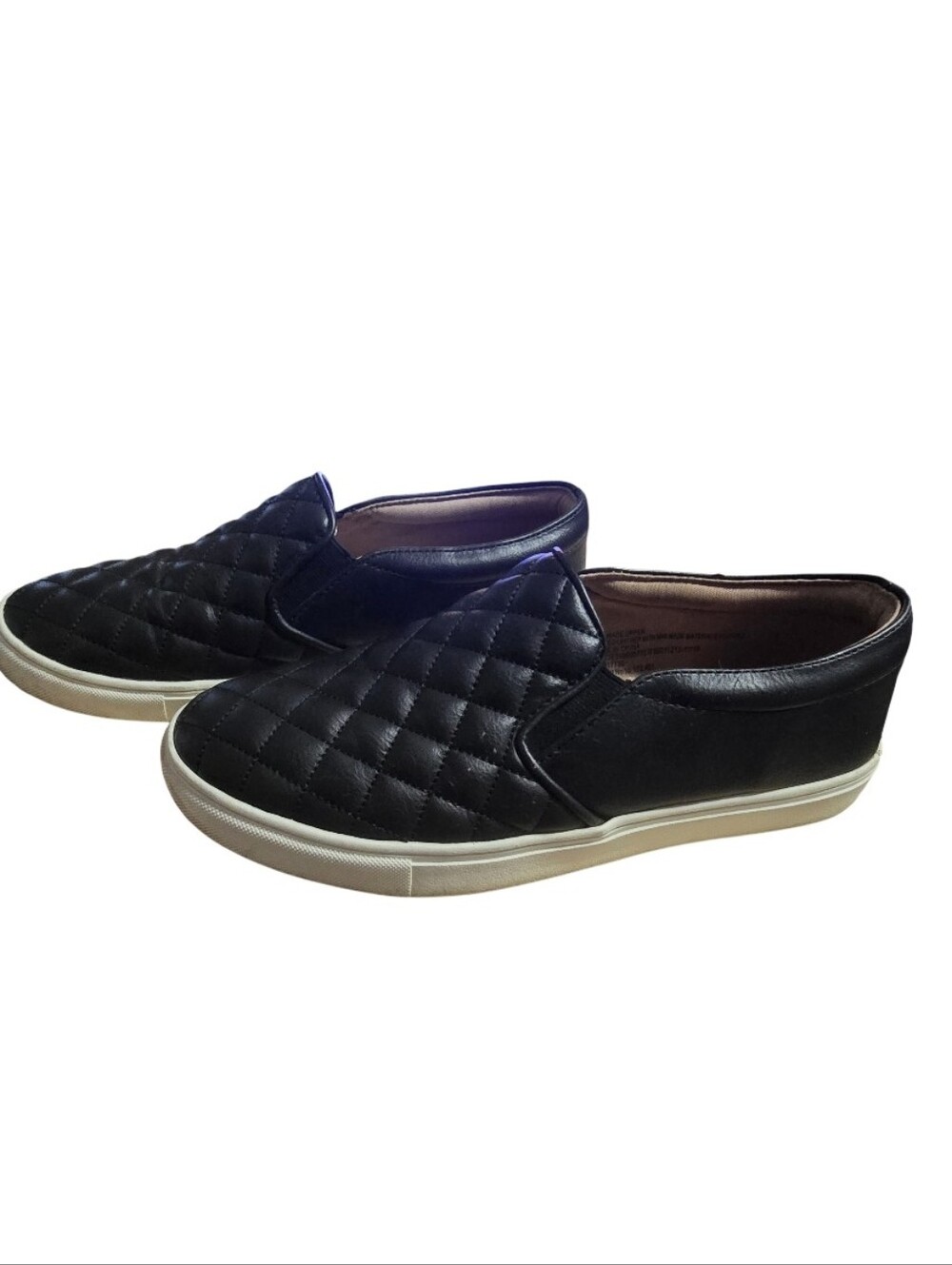 A New Day Quilted Black Slip-On Sneakers with White Sole - Picture 4 of 9